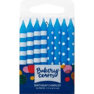Blue Stripes Dots Candles