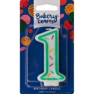 Number 1 Green Sprinkle Candle