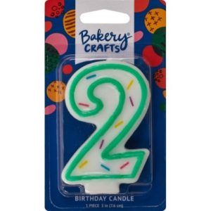 Number 2 Green Sprinkle Candle
