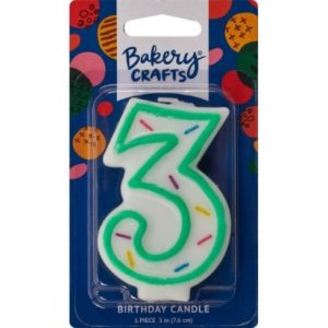 Number 3 Green Sprinkle Candle