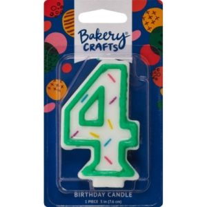 Number 4 Green Sprinkle Candle