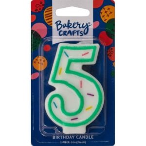 Number 5 Green  Sprinkle Candle