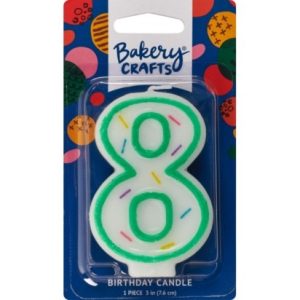 Number 8 Green  Sprinkle Candle