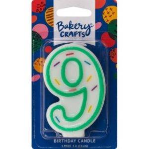 Number 9 Green Sprinkle Candle