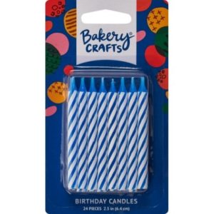 Blue Stripe Candles 24 Pieces