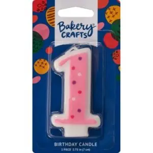 Number 1 Pink Dots Candle